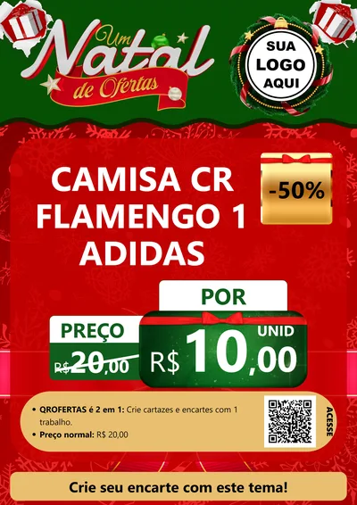 Modelo de Cartaz para Cartaz A4 Vertical com o tema Um Natal de Ofertas para Roupas e acessórios