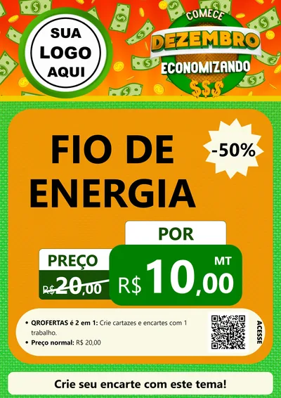 Modelo de Cartaz para Cartaz A4 Vertical com o tema Comece Dezembro Economizando para Materiais Elétricos