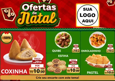 Modelo de Encarte para Encarte A4 Horizontal com o tema Ofertas de Natal para Salgadaria