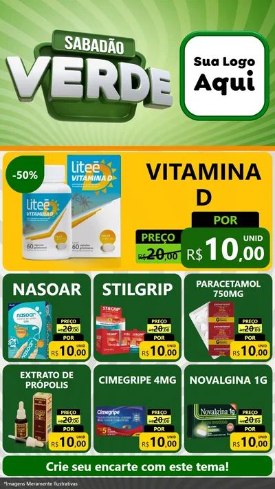 Modelo de Rede Social para Stories com o tema Sabadão Verde para Farmácia