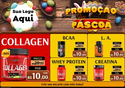 Modelo de Encarte para Encarte A4 Horizontal com o tema Promoção Páscoa para Suplementos alimentares