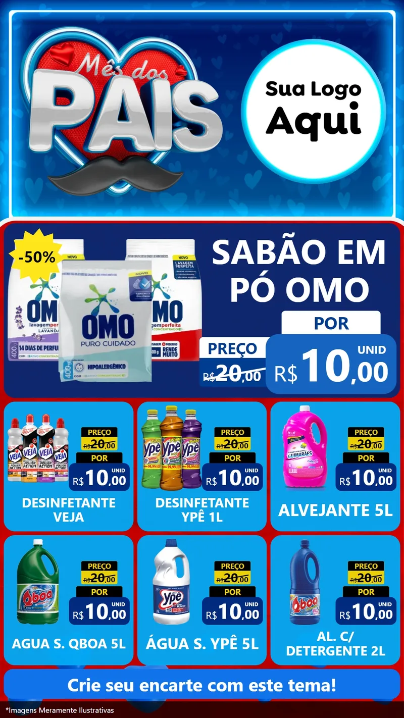 Modelo de Rede Social para Stories com o tema Mês Dos Pais para Produtos de Limpeza