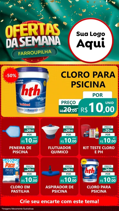 Modelo de Rede Social para Stories com o tema Ofertas da Semana Farroupilha para Produtos para Piscina