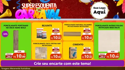 Modelo de TV para TV Horizontal com o tema Super Esquenta de Carnaval para Pisos e revestimentos