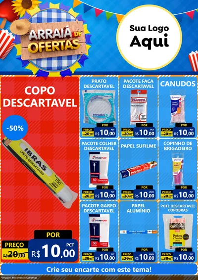 Modelo de Encarte para Encarte A4 Vertical com o tema Arraiá de Ofertas para Embalagens