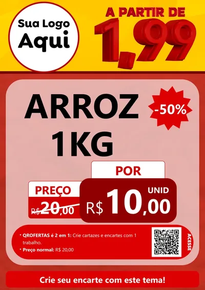 Modelo de Cartaz para Cartaz A4 Vertical com o tema A Partir de Um e Noventa e Nove - 1,99 para Supermercado
