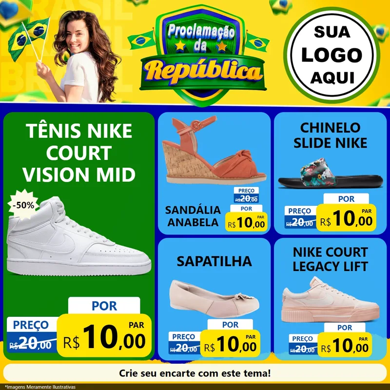 Modelo de Rede Social para Feed Facebook com o tema Proclamação da República para Calçados
