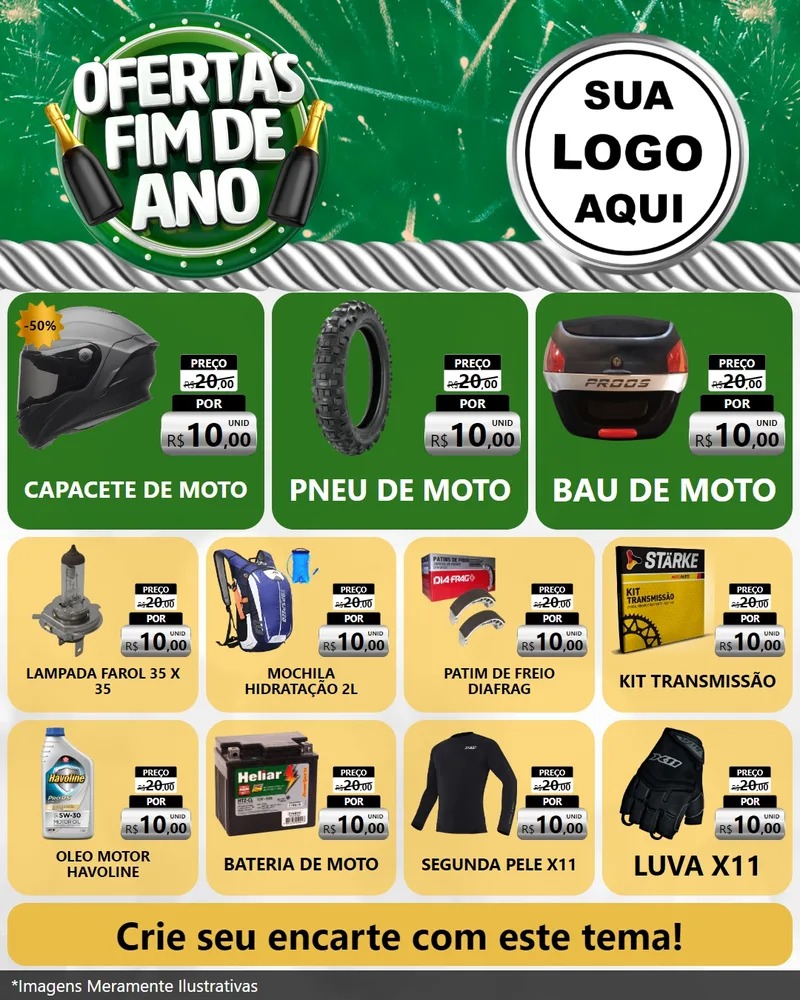 Modelo de Rede Social para Feed Instagram com o tema Ofertas Fim de Ano para Moto peças
