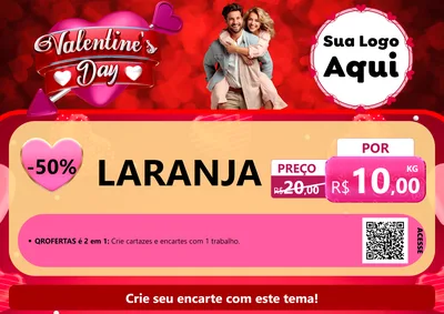 Modelo de Cartaz para Cartaz A4 Horizontal com o tema Valentine's Day para Hortifrúti