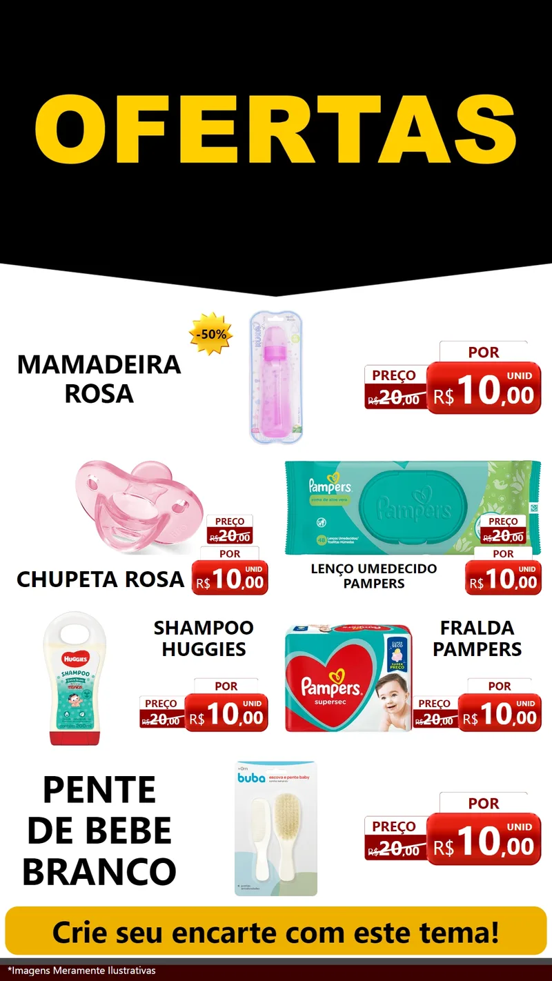 Modelo de TV para TV Vertical com o tema Ofertas Preto e Vermelho Cartaz para Bebês