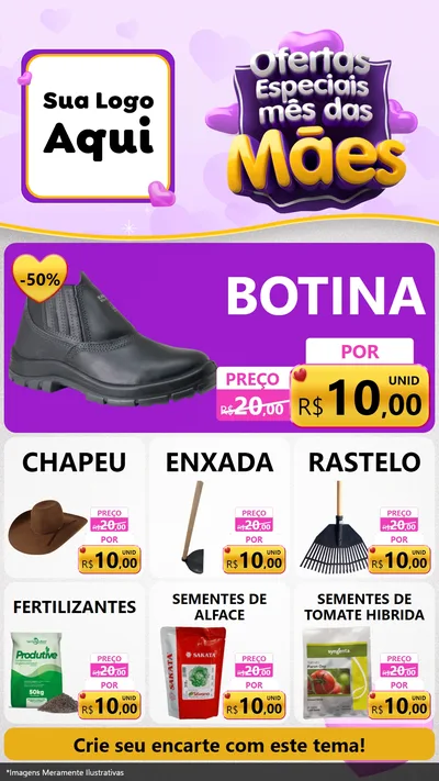 Modelo de Rede Social para Stories com o tema Ofertas Especiais - Mês das Mães para Agropecuária