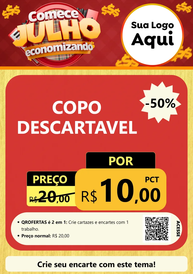 Modelo de Cartaz para Cartaz A4 Vertical com o tema Comece Julho Economizando para Embalagens