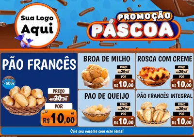 Modelo de Encarte para Encarte A4 Horizontal com o tema Promoção Páscoa para Padaria