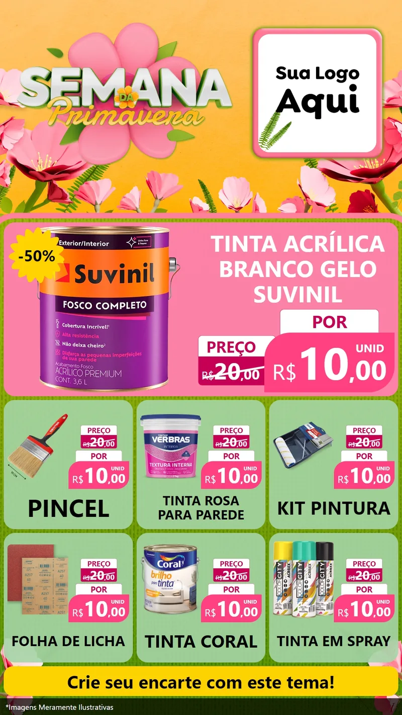 Modelo de Rede Social para Stories com o tema Semana da Primavera para Tintas e Ferramentas
