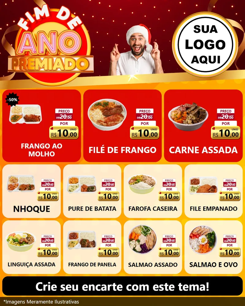 Modelo de Rede Social para Feed Instagram com o tema Fim de Ano Premiado para Restaurante