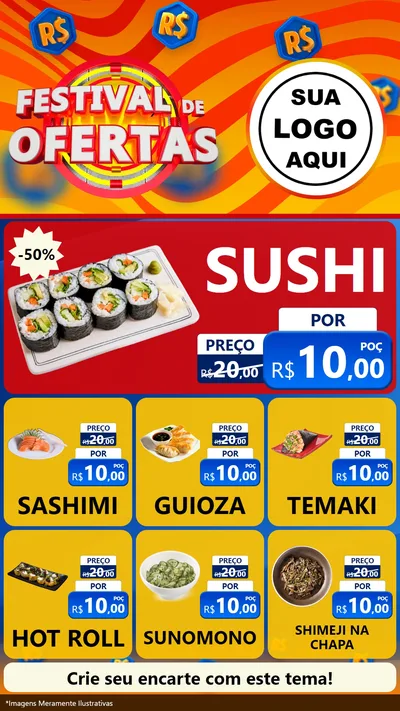 Modelo de Rede Social para Stories com o tema Festival de Ofertas para Comida japonesa