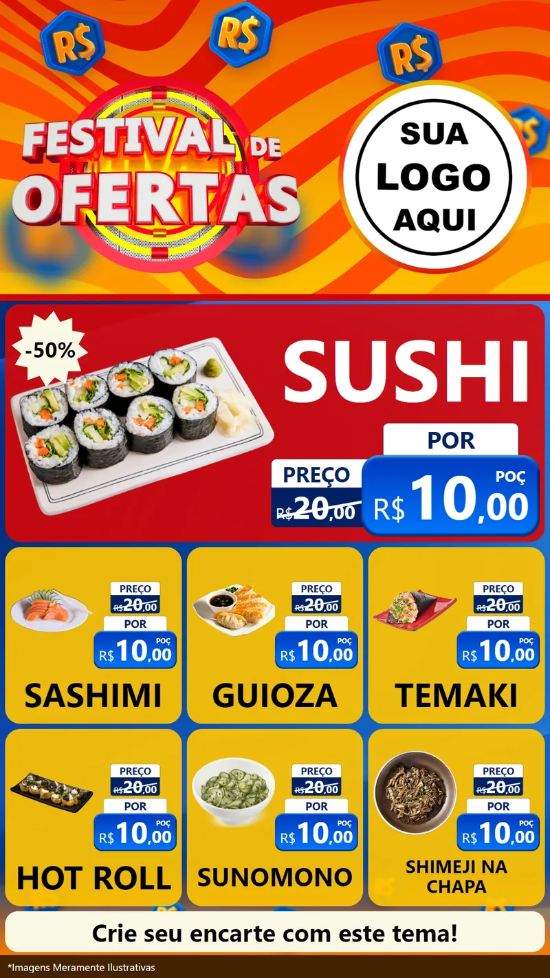 Modelo de Rede Social para Stories com o tema Festival de Ofertas para Comida japonesa