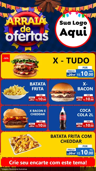 Modelo de TV para TV Vertical com o tema Arraiá de Ofertas para Hamburgueria