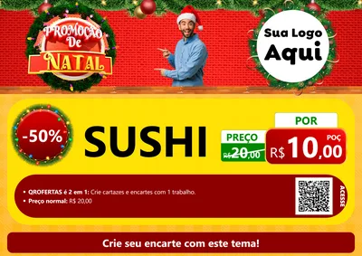 Modelo de Cartaz para Cartaz A4 Horizontal com o tema Promoção de Natal para Comida japonesa
