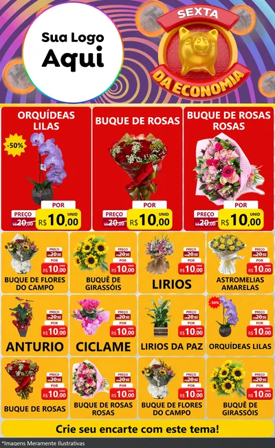 Modelo de Encarte para Encarte Grande com o tema Sexta da Economia para Floricultura e jardim