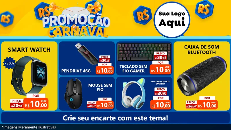 Modelo de TV para TV Horizontal com o tema Promoção de Carnaval para Informática