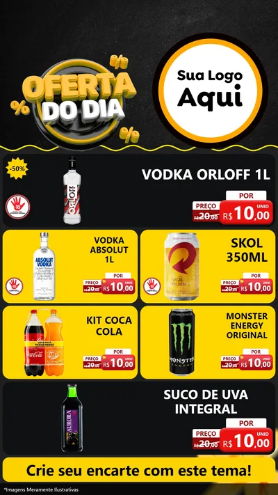 Modelo de TV para TV Vertical com o tema Oferta Do Dia para Distribuidora de bebidas
