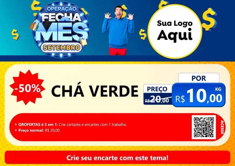 Modelo de Cartaz para Cartaz A4 Horizontal com o tema Operação Fecha Mês Setembro para Produtos Naturais
