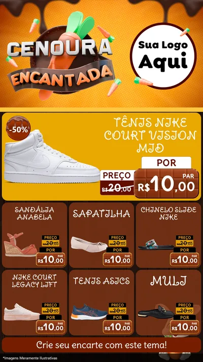 Modelo de Rede Social para Stories com o tema Cenoura Encantada - Páscoa para Calçados