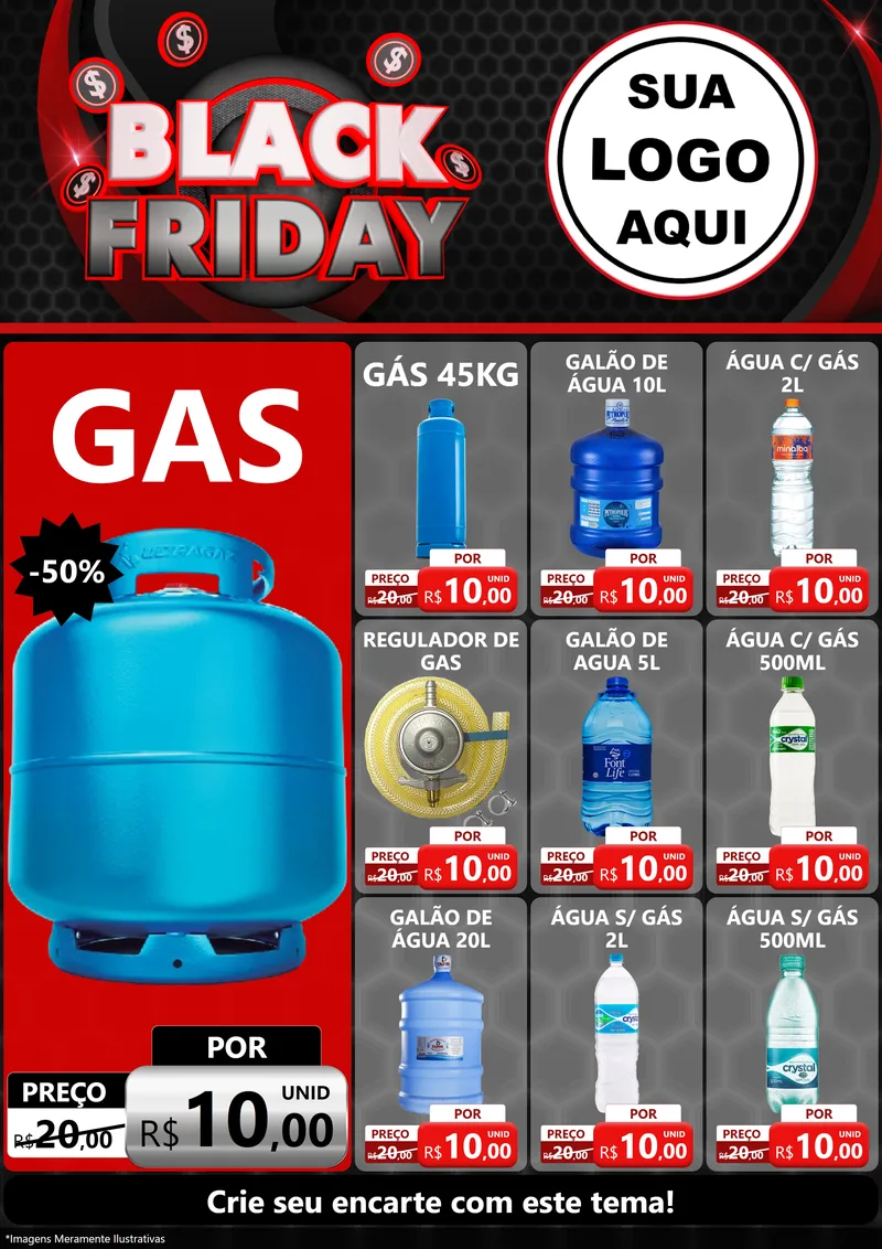 Modelo de Encarte para Encarte A4 Vertical com o tema Black Friday para Água e gás