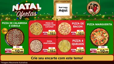 Modelo de TV para TV Horizontal com o tema Natal de Ofertas para Pizzaria