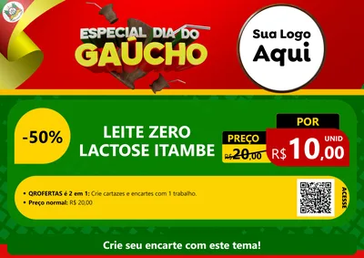 Modelo de Cartaz para Cartaz A4 Horizontal com o tema Especial Dia do Gaúcho para Frios e Laticínios