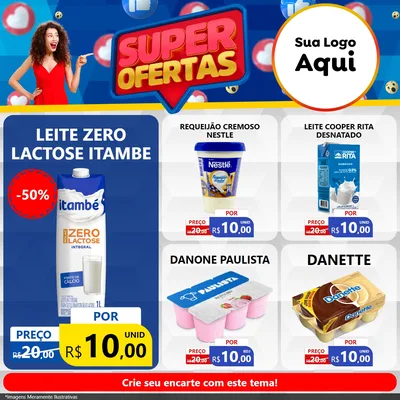 Modelo de Rede Social para Feed Facebook com o tema Super Ofertas para Frios e Laticínios