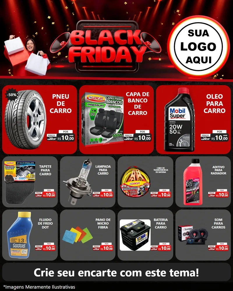 Modelo de Rede Social para Feed Instagram com o tema Black Friday para Auto peças