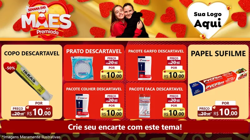 Modelo de TV para TV Horizontal com o tema Semana das Mães Premiada para Embalagens