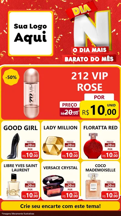 Modelo de Rede Social para Stories com o tema Dia N o Dia Mais Barato do Mês para Perfumes