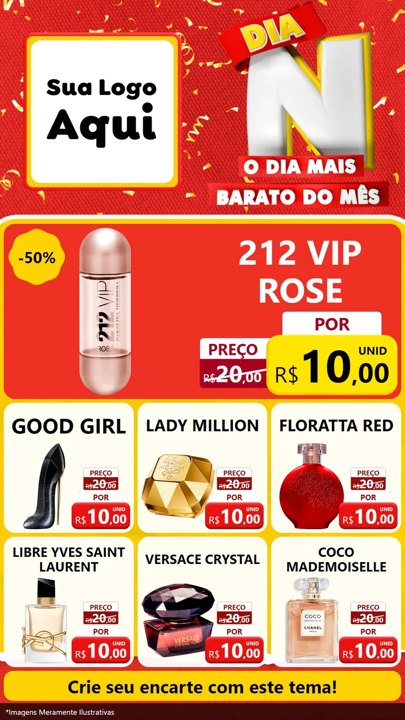 Modelo de Rede Social para Stories com o tema Dia N o Dia Mais Barato do Mês para Perfumes
