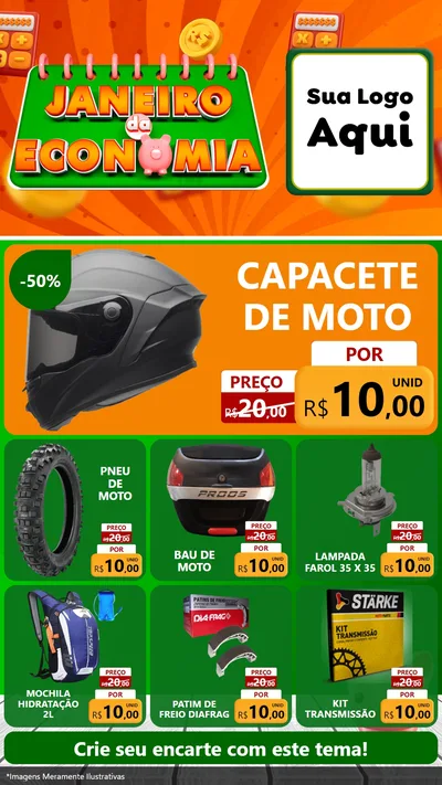 Modelo de Rede Social para Stories com o tema Janeiro da Economia para Moto peças