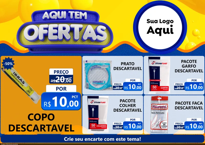 Modelo de Encarte para Encarte A4 Horizontal com o tema Aqui Tem Ofertas para Embalagens