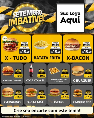 Modelo de Rede Social para Feed Instagram com o tema Setembro Imbatível para Hamburgueria