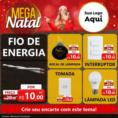 Modelo de Rede Social para Feed Facebook com o tema Mega Natal para Materiais Elétricos
