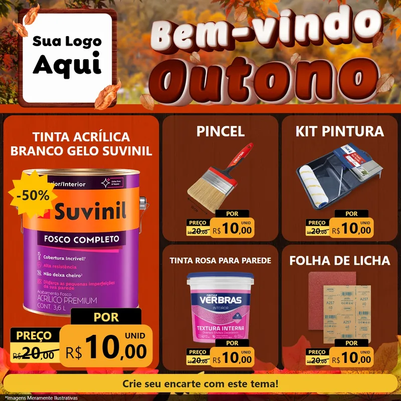 Modelo de Rede Social para Feed Facebook com o tema Bem-vindo Outono para Tintas e Ferramentas