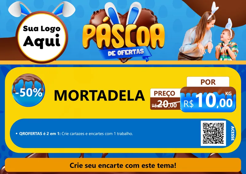 Modelo de Cartaz para Cartaz A4 Horizontal com o tema Páscoa de Ofertas para Frios e Laticínios