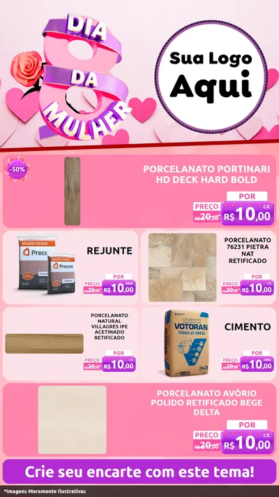Modelo de TV para TV Vertical com o tema Dia da Mulher para Pisos e revestimentos