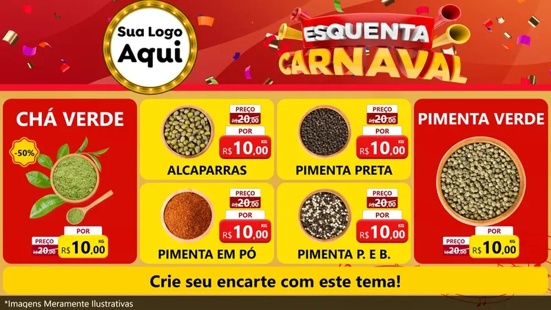 Modelo de TV para TV Horizontal com o tema Esquenta Carnaval para Produtos Naturais