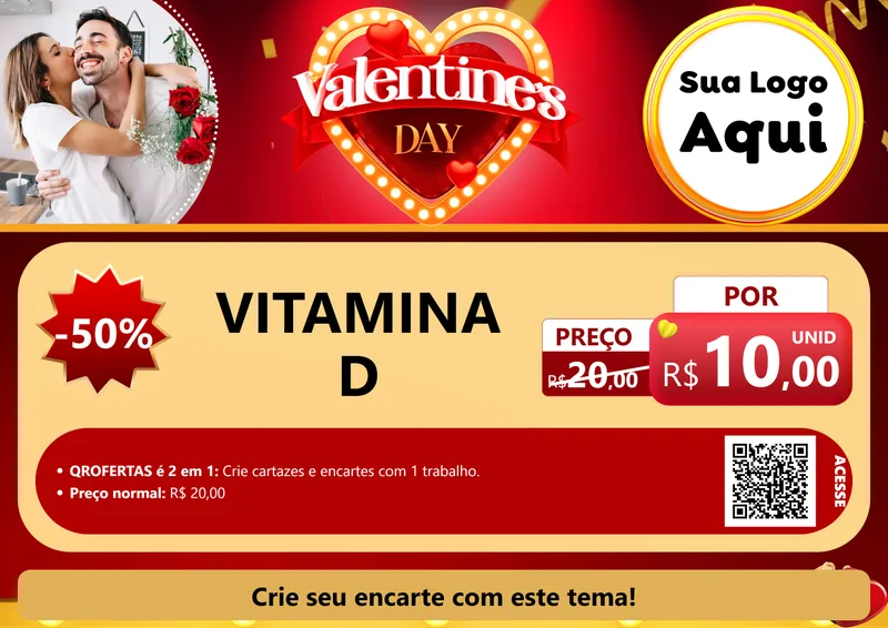 Modelo de Cartaz para Cartaz A4 Horizontal com o tema Valentine's Day para Farmácia