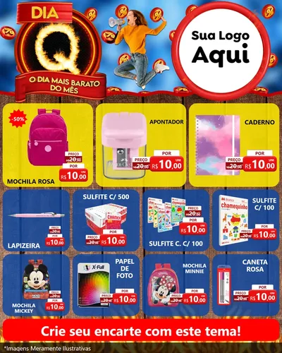 Modelo de Rede Social para Feed Instagram com o tema Dia Q - O Dia Mais Barato Do Mês para Papelaria