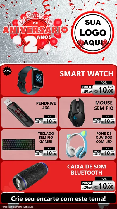 Modelo de TV para TV Vertical com o tema Promoção de Aniversário - 2 Anos para Informática