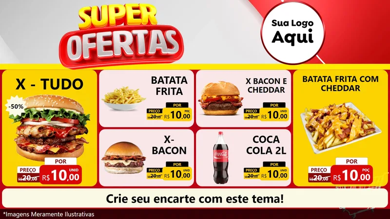 Modelo de TV para TV Horizontal com o tema Super Ofertas para Hamburgueria
