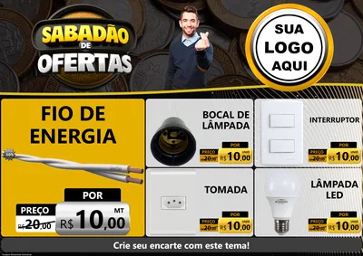 Modelo de Encarte para Encarte A4 Horizontal com o tema Sabadão de Ofertas para Materiais Elétricos