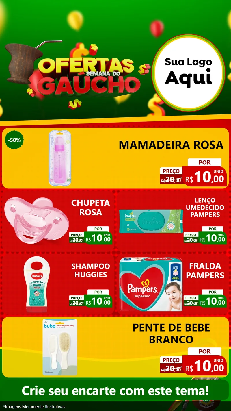 Modelo de TV para TV Vertical com o tema Ofertas Semana Do Gaúcho para Bebês